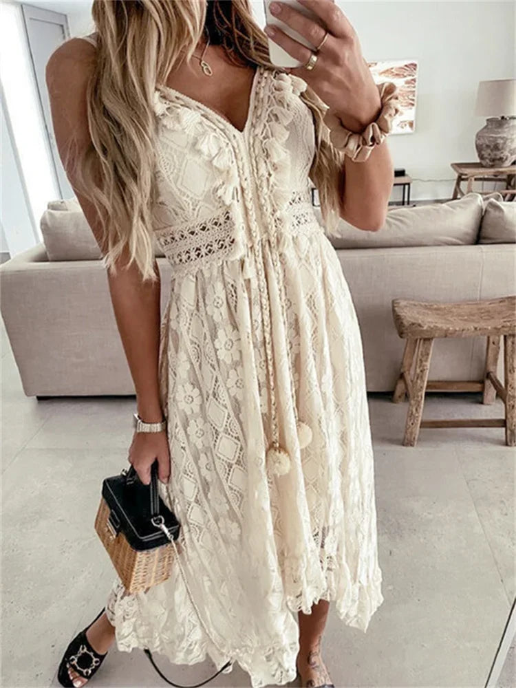 Robe de mariée bohème dentelle beige