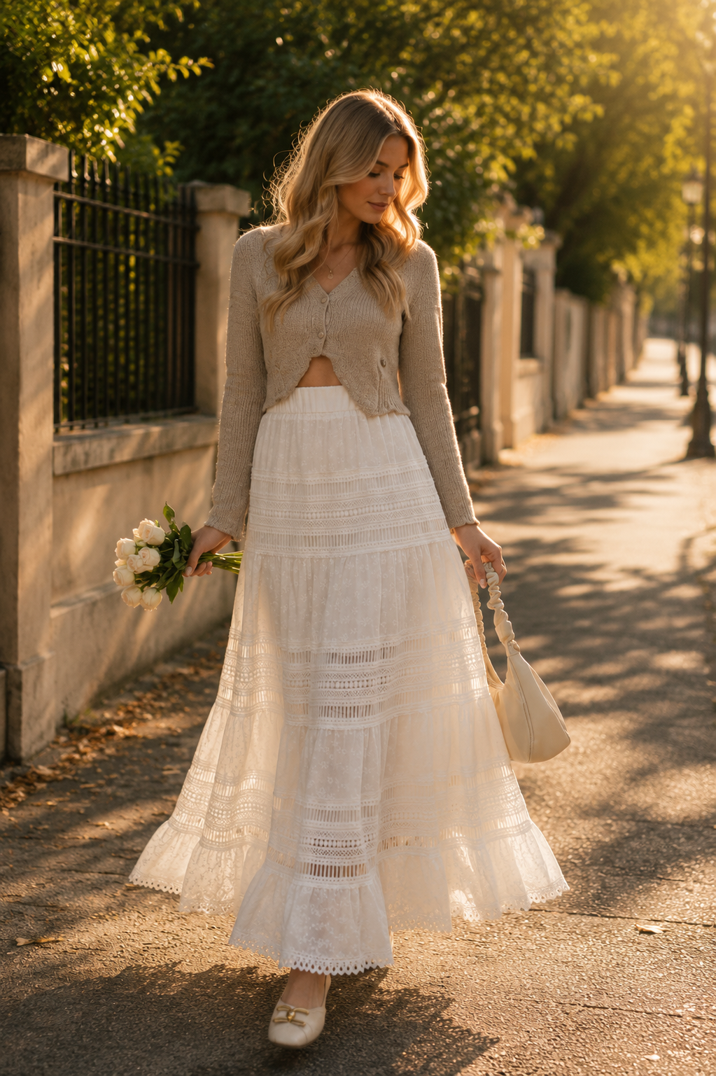 Jupe blanche longue bohème
