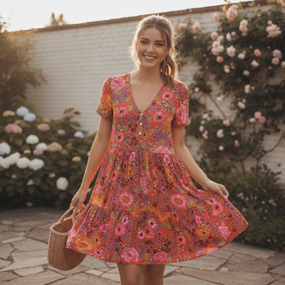 Robe courte fleurie