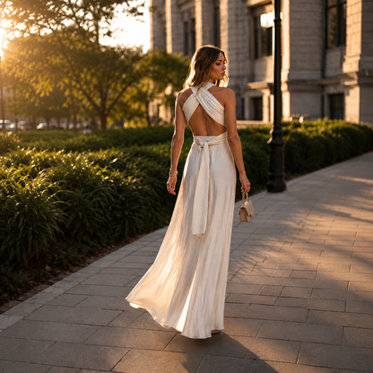 Robe pour invitée de mariage - argentée