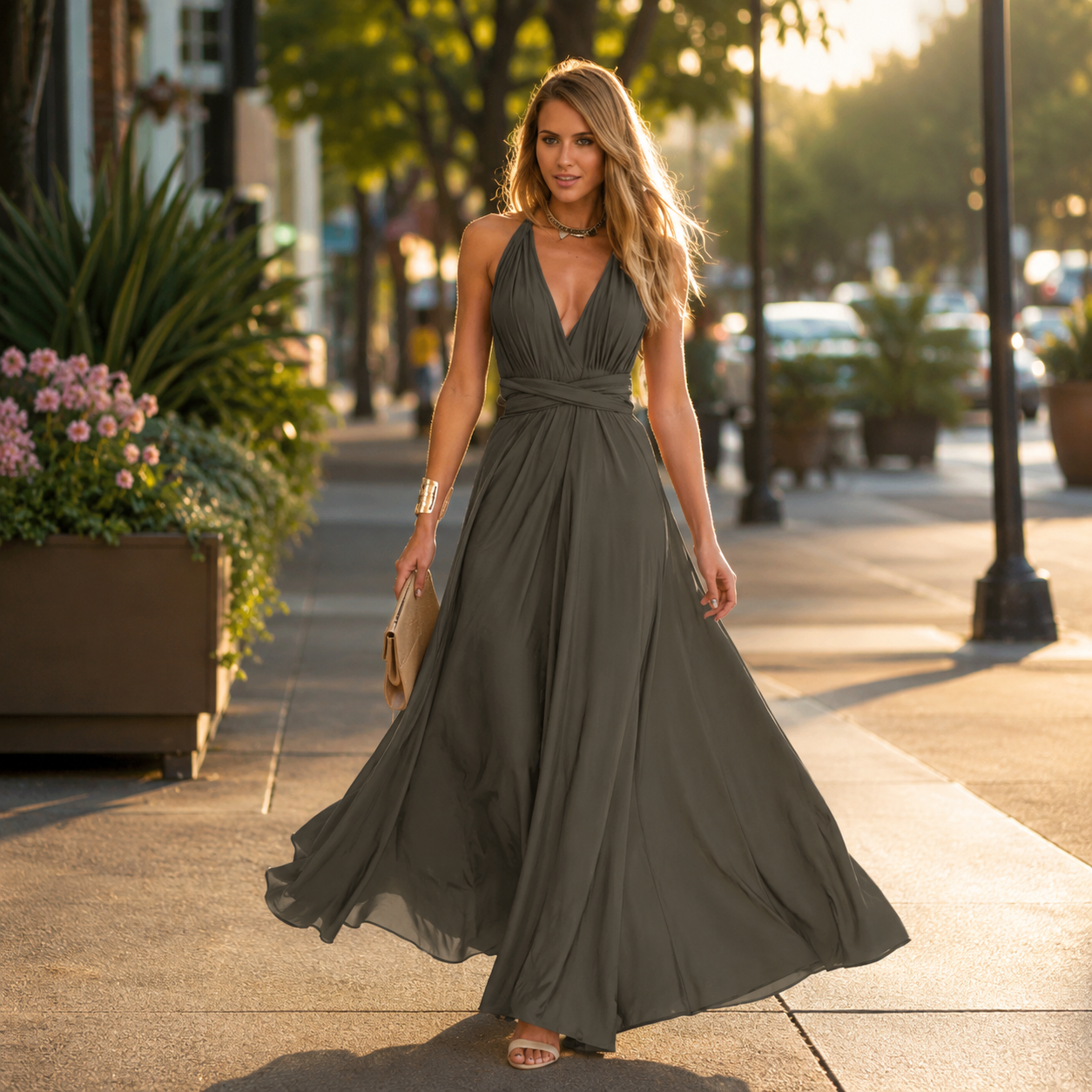 Robe pour invitée de mariage - gris foncé