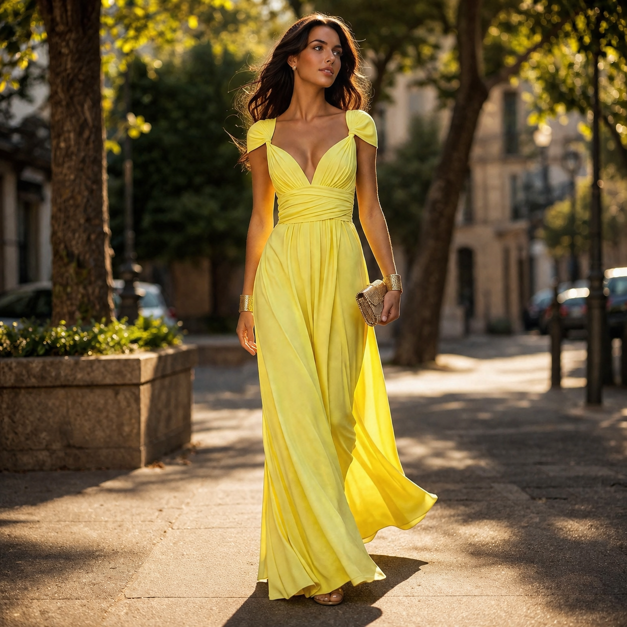 Robe pour invitée de mariage - jaune