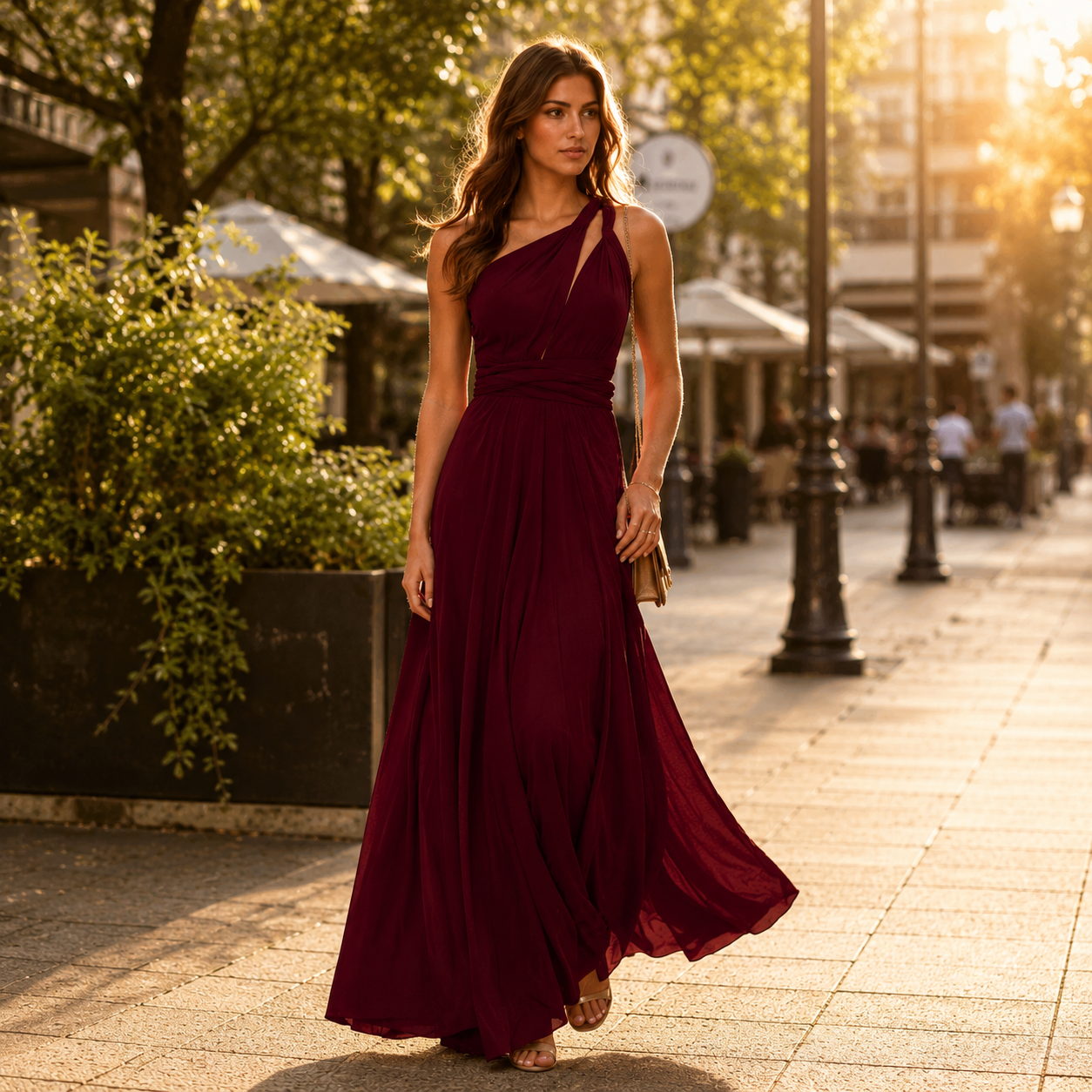 Robe pour invitée de mariage - rouge bordeaux