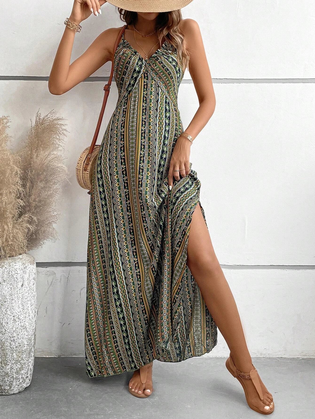 Robe longue bretelle bohème