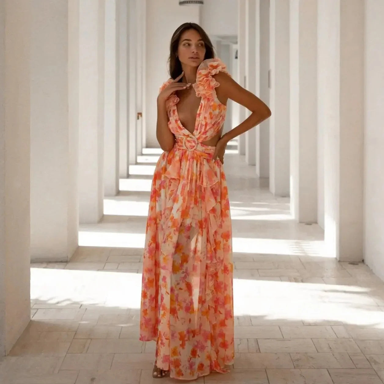 Robe longue fleurie bohème