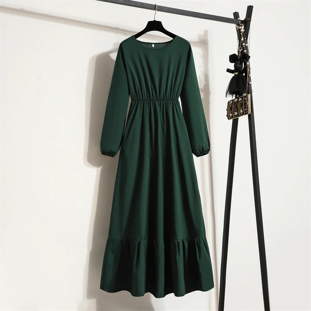 Robe Longue Bohème Fleurie Manches Longues O-Neck Printemps Été Femme XIBUSANA