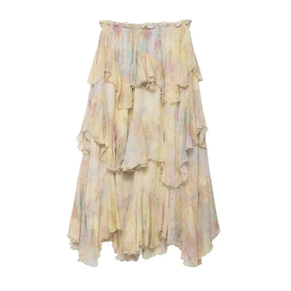 Jupe longue bohème beige
