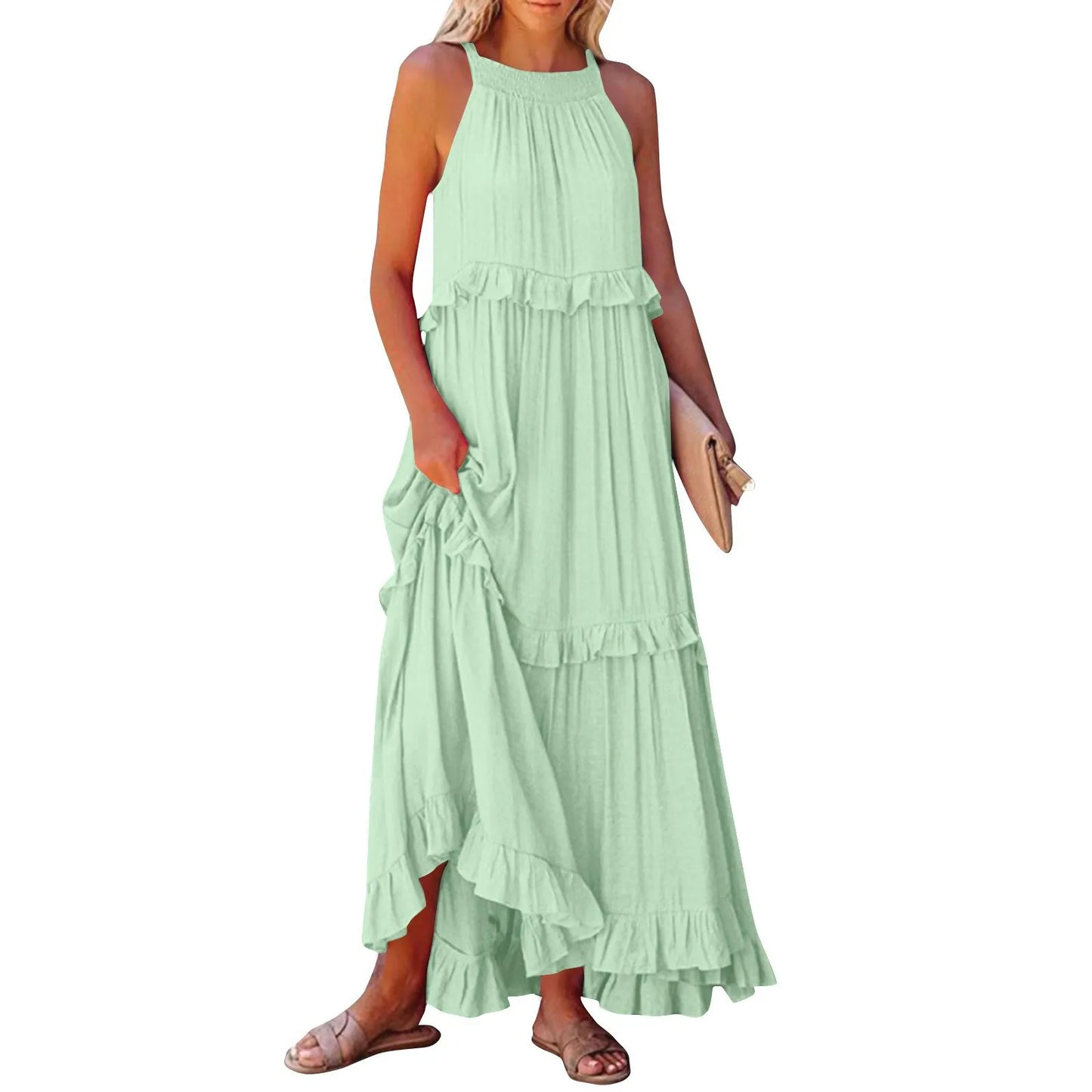 Robe bohème beige longue