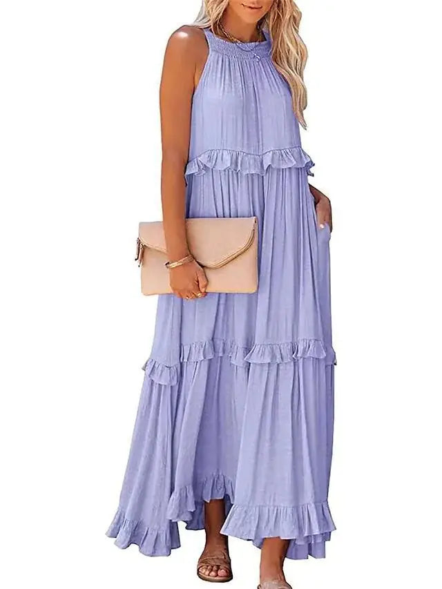 Robe bohème beige longue
